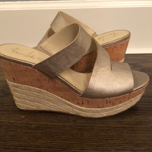 franco sarto gold wedges